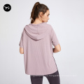 Top de yoga con capucha personalizada blusas y camisas para mujeres Camiseta Sport Top Top para mujeres